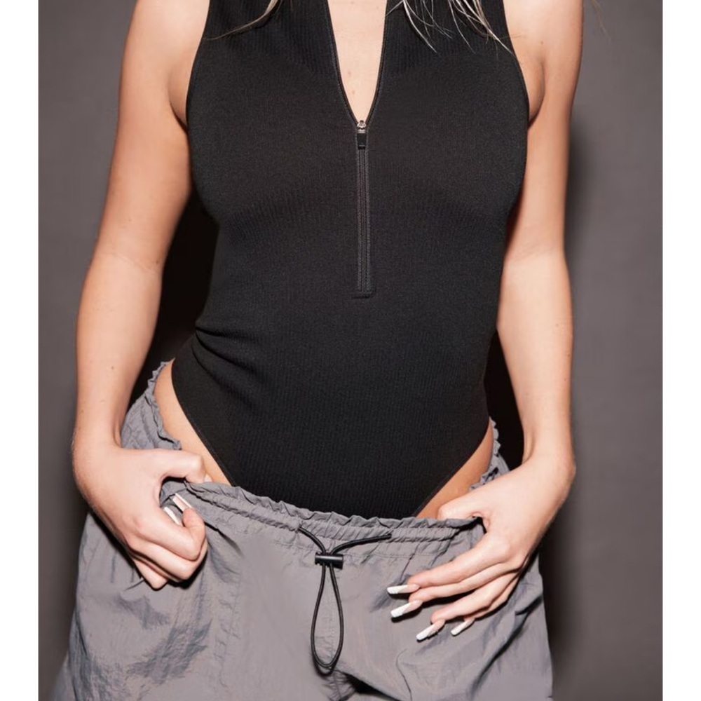 Garage Black Zip-Front Bodysuit